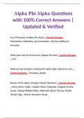 Alpha Phi Alpha Questions with 100% Correct Answers | Updated & Verified