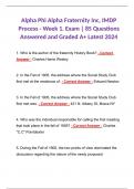 Alpha Phi Alpha Fraternity Inc, IMDP Process - Week 1. Exam | 85 Questions Answered and Graded A+ Latest 2024