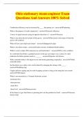 Ohio stationary steam engineer Exam Questions And Answers 100% Solved