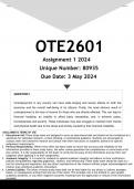 OTE2601 Assignment 1 &lpar;ANSWERS&rpar; 2024 - DISTINCTION GUARANTEED
