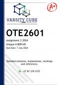 OTE2601 Assignment 2 (DETAILED ANSWERS) 2024 - DISTINCTION GUARANTEED 