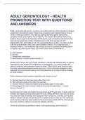 ADULT GERONTOLOGY - HEALTH PROMOTION TEST WITH QUESTIONS AND ANSWERS