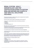 RENAL SYSTEM - ADULT-GERONTOLOGY AND FNP CERTIFICATION EXAM 4TH EDITION WINLAND-BROWN AND DUNPHY&period;A TEST WITH ALL SOLUTIONS PROVIDED&period;