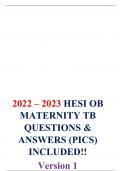 2022 – 2023 HESI OB MATERNITY TB QUESTIONS & ANSWERS (PICS) INCLUDED!! Version 1 (V1) GUARANTEED A+ (All 55 Q’s)