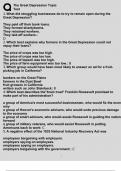 The Great Depression Topic Test Questions and Answers 100&percnt; Correct&semi;&lpar;Actual test&rpar;