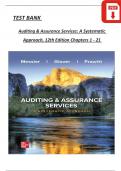 TEST BANK For Auditing & Assurance Services: A Systematic Approach, 11th Edition & 12th Edition By William Messier Jr, Steven Glover, Verified All Chapters Complete Newest Version