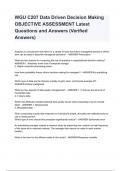 WGU C207 Data Driven Decision Making OBJECTIVE ASSESSMENT Latest Questions and Answers (Verified Answers)