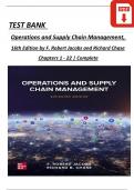 Test Bank For Operations and Supply Chain Management, 16th Edition by F. Robert Jacobs, All Chapters 1 - 22, Complete Verified Latest Version