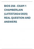 BIOS 256 - EXAM 1  CHAMBERLAIN  (LATEST2024/2025)  REAL QUESTION AND  ANSWERS
