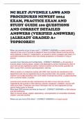 NC BLET JUVENILE LAWS AND PROCEDURES NEWEST 2024 EXAM&comma; PRACTICE EXAM AND STUDY GUIDE 100 QUESTIONS AND CORRECT DETAILED ANSWERS &lpar;VERIFIED ANSWERS&rpar; &vert;ALREADY GRADED A&plus; TOPSCORE&excl;&excl;&excl;