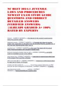 NC BLET 2024-1 JUVENILE LAWS AND PROCEDURES NEWEST EXAM STUDY GUIDE QUESTIONS AND CORRECT DETAILED ANSWERS &lpar;VERIFIED ANSWERS&rpar; &vert;ALREADY GRADED A&plus; 100&percnt; RATED BY EXPERTS