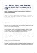 EPRI  Nuclear Power Plant Materials Midterm Exam And Correct Solutions 2024&period;