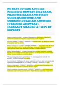 NC BLET Juvenile Laws and Procedures NEWEST 2024 EXAM&comma; PRACTICE EXAM AND STUDY GUIDE QUESTIONS AND CORRECT DETAILED ANSWERS &lpar;VERIFIED ANSWERS&rpar; &vert;ALREADY GRADED A&plus; 100&percnt; BY EXPERTS