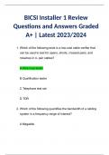 BICSI Installer 1 Review Questions and Answers Graded A+ | Latest 2023/2024