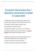 Prometric CNA Practice Test | Questions and Answers Graded A+ Latest 2024