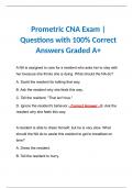Prometric CNA Exam | Questions with 100% Correct Answers Graded A+