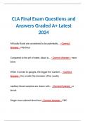 CLA Final Exam Questions and Answers Graded A+ Latest 2024