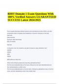 RHIT Domain 1 Exam Questions With 100% Verified Answers GUARANTEED SUCCESS Latest 2024/2025