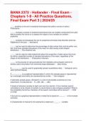BANA 2372 - Hollander - Final Exam - Chapters 1-9 - All Practice Questions, Final Exam Part 3 | 2024/25