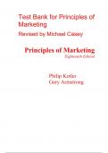 Test Bank for Principles of Marketing 18th Edition By Philip Kotler, Gary Armstrong (All Chapters, 100% Original Verified, A+ Grade)