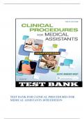 TEST BANK FOR CLINICAL PROCEDURES FOR MEDICAL ASSISTANTS 10TH EDITION  BY BONEWIT-WEST