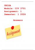 CIV 3701  Answers for Assignment 1 semester 1 2024