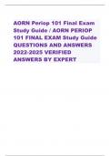  AORN Periop 101 Final Exam  Study Guide / AORN PERIOP  101 FINAL EXAM Study Guide  QUESTIONS AND ANSWERS  2022-2025 VERIFIED ANSWERS BY EXPERT                       1.This type of needle point is what you would expect to be needed for suturing friable ti