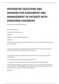 INTEGRATED QUESTIONS AND ANSWERS FOR ASSESSMENT AND MANAGEMENT OF PATIENTS WITH ENDOCRINE DISORDERS 