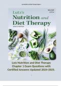 Lutz Nutrition and Diet Therapy Chapter 1 Exam Questions with Certified Answers Updated 2024-2025. Terms like;  Primary disease prevention - Answer: practices implemented to prevent and avert disease