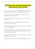 Life Insurance State Exam Questions  And Answers 100&percnt; Solved 