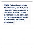 CWEA Collections System  Maintenance&comma; Grade 1&comma; 2&comma; 3   NEWEST 2024 &lpar;COMPLETE  COURSE&rpar; ACTUAL EXAM   QUESTIONS AND CORRECT  DETAILED ANSWERS WITH  RATIONALES ALREADY  GRADED A&plus;                    What does SWP stand for&quest; - CORRECT ANSWER-Safe Work Procedure