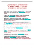 ASCP MEDICAL LABORATORY SCIENTIST &lpar;MLS&rpar; EXAM 2024 QUESTIONS AND ANSWERS