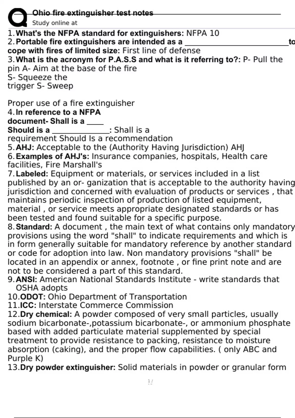 2024 Ohio fire extinguisher test questions and answers complete FIRE