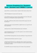 Insurance Regulation Key Mandatory Exam Questions And CORRECT Answers