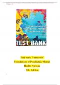 Test bank Varcarolis' Foundations of Psychiatric-Mental Health Nursing 9th Edition Test Bank Complete2023/2024