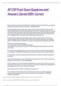 AP CSP Final Exam Questions and Answers Solved 100