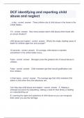 DCF identifying and reporting child abuse and neglect questions with completed solutions 2024