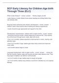 DCF Early Literacy for Children Age birth Through Three questions and answers verified 2024