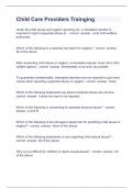 Child Care Providers Trainging questions and answers verified 2024
