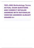 TEFL&period;ORG Methodology Terms ACTUAL EXAM QUESTIONS  AND CORRECT DETAILED  ANSWERS WITH RATIONALES  VERIFIED ANSWERSALREADY  GRADED A&plus;