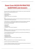 Exam Cram NCLEX-PN PRACTICE QUESTIONS and Answers