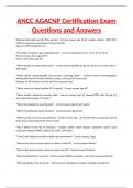 ANCC AGACNP Certification Exam Questions and Answers