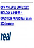 OCR AS LEVEL JUNE 2022 BIOLOGY A PAPER 1 QUESTION PAPER Real exam 2024 update OCR AS LEVEL BIOLOGY A H020-02 Depth in biology JUNE 2022 MARK SCHEME 2024 LATEST UPDATE