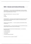  NCE - Social and Cultural Diversity questions well answered rated A+ 2024/2025