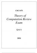 CSCI 475 THEORY OF COMPUTATION REVIEW EXAM Q & A 2024 USC