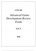 CTIN 485 ADVANCED GAME DEVELOPMENT REVIEW EXAM Q & A 2024 USC