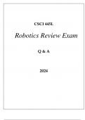 CSCI 445L ROBOTICS REVIEW EXAM Q & A 2024 USC