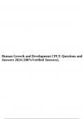 Human Growth and Development CPCE Questions and Answers 2024 (100%Verified Answers).