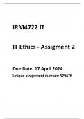 IRM4722 IT ASSIGNMENT 2 2024 (WRITTEN ) -DUE DATE 17 APRIL