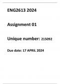 ENG2613 ASSIGNMENT 1 2024 (WRITTEN) - DUE DATE  17 APRIL 2024